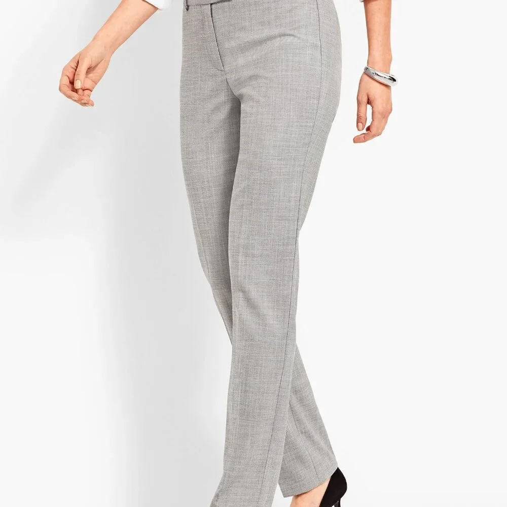 Talbots Black & White Chambray High-Waist Straight Leg Pant in Size 18